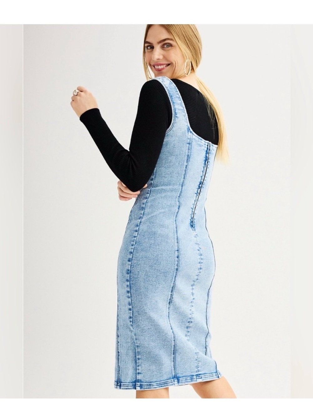 NWT Intempo Blue Midi Sleeveless Square neck Denim Dress size M - Picture 2 of 5